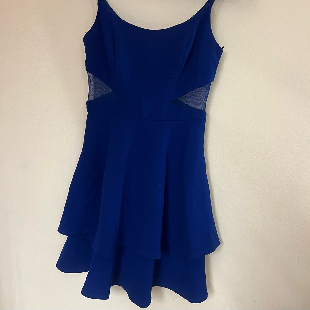 B. Darlin Royal Blue Cocktail/Homecoming Dress with Mesh Cutouts – Size 3/4
